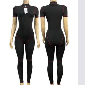 Do my self Enjoy Quality Life Womens Sports Fitness Jumpsuit black Medium NWT